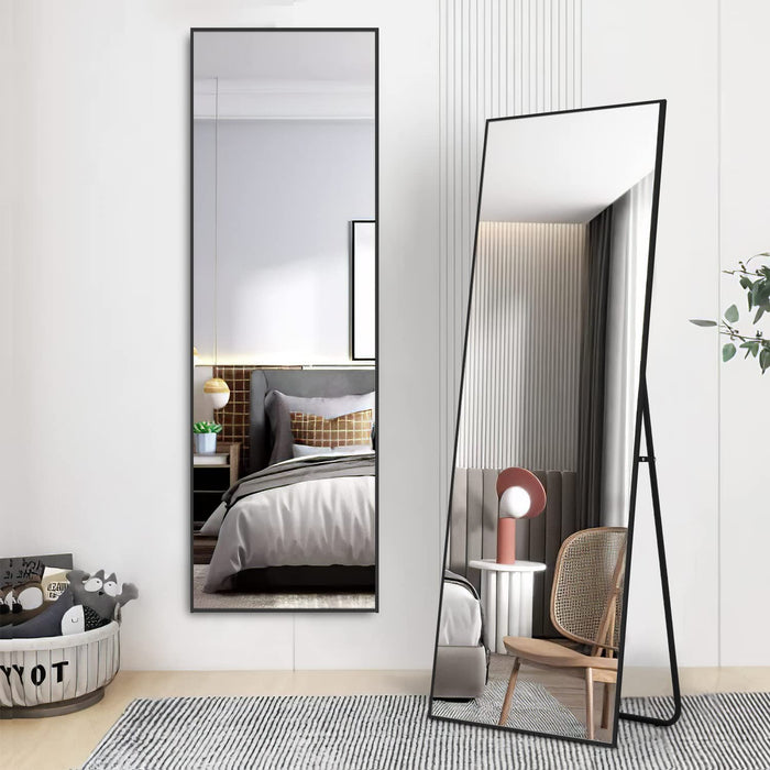 Black Aluminum Full Length Wall Mirror