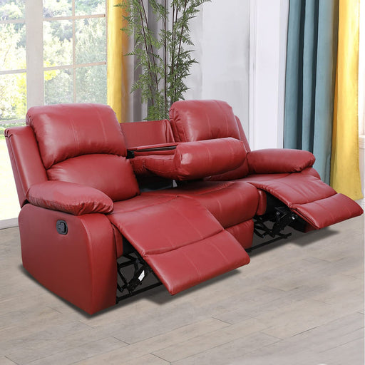 Living Room Sectional Sofa Set, Leather Reclining Sofa Loveseat Couch and Lounge Chair 3 Pieces for Living Room(Sofa（3 Seater）,Red)