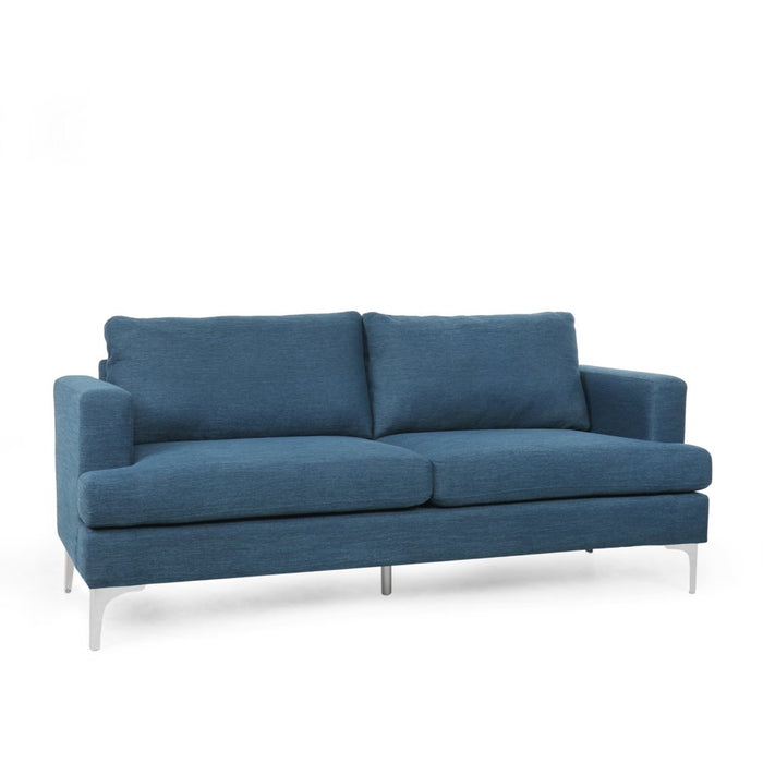 Navy Blue Silver 3 Seater Sofa