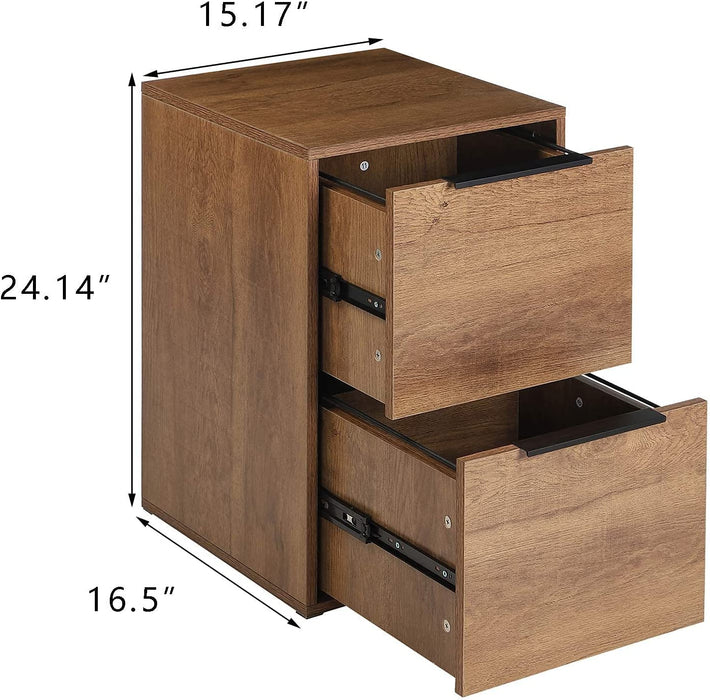 Vertical 2-Drawer Wooden File Cabinet for Home Office
