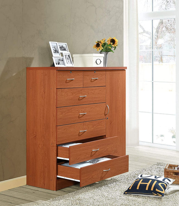 Jumbo 7-Drawer Chest with Hanging Rod, Cherry