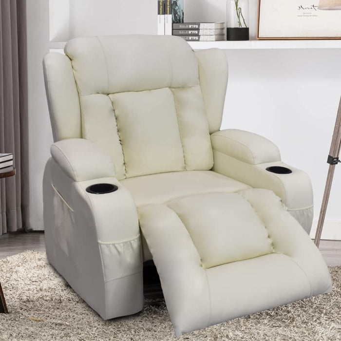 Beige 360-Degree Swivel Rocker Massage Recliner