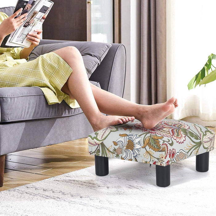 Boho Floral Small Ottoman for High Beds