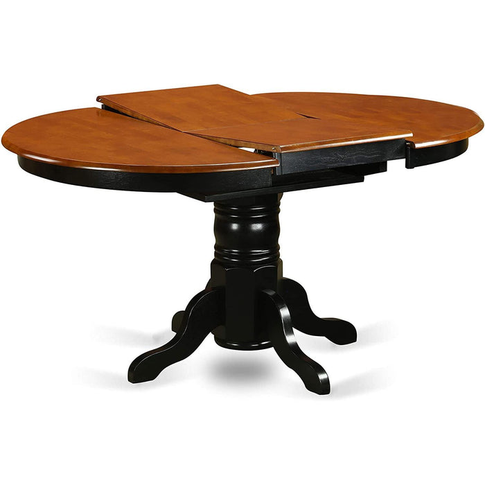 Wooden Oval Kitchen Table with Black Finish, Cherry Top