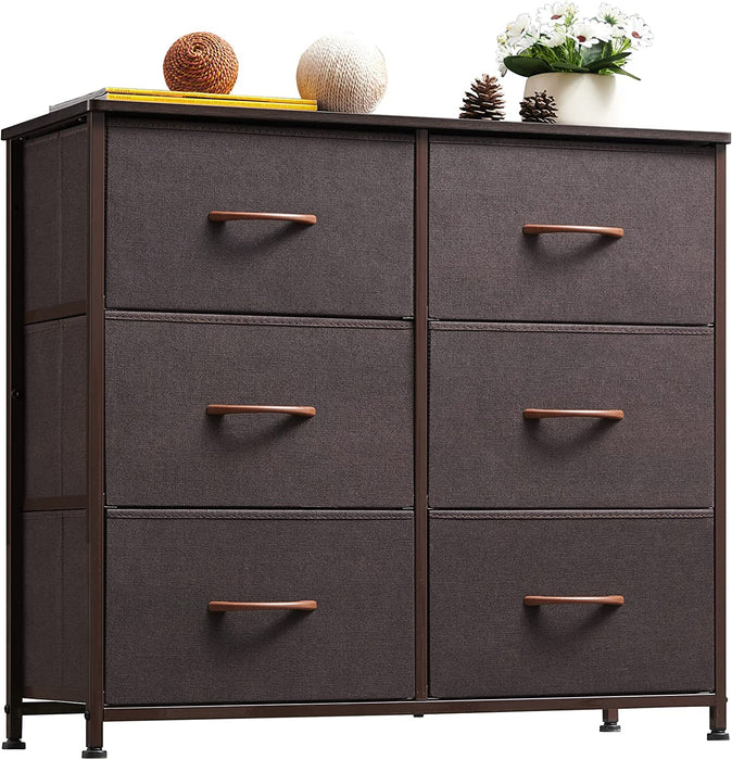 Coffee Brown/Dark Walnut 6 Drawer Wide Dresser