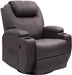 Brown Leather Rocking Massage Recliner Chair with Cup Holders