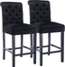 Tufted Velvet Mid Century Barstools, Set of 2 in Black