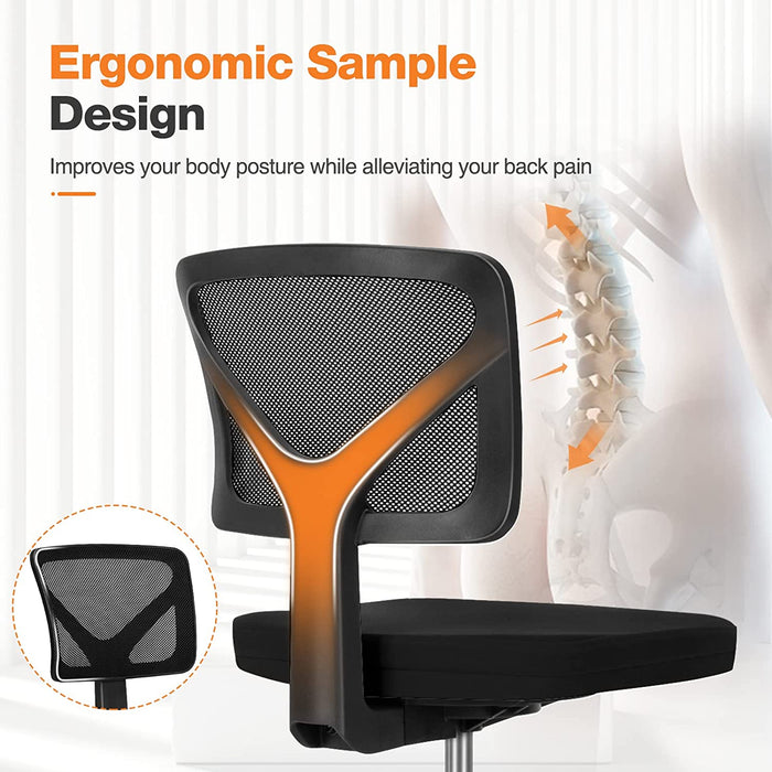 Compact Black Mesh Task Chair with Lumbar Support