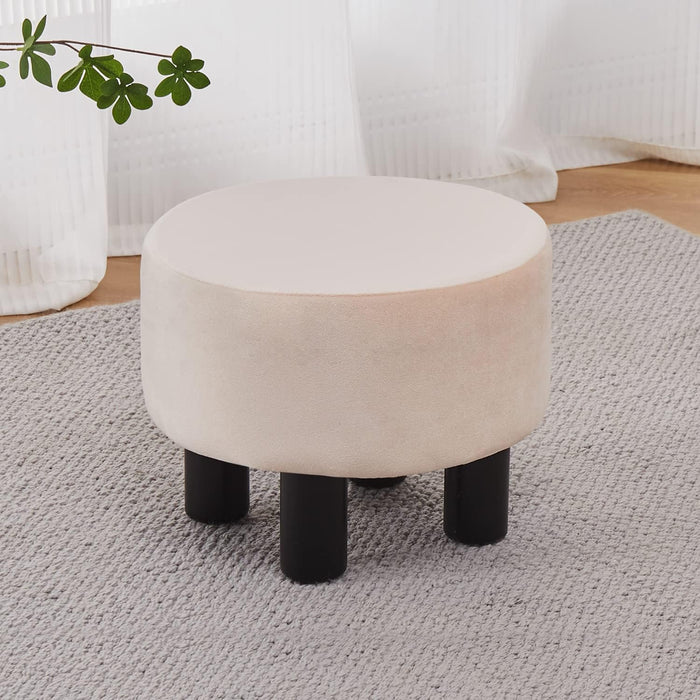 Champagne Velvet Ottoman with Anti-Slip Legs