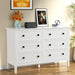 Modern White 6-Drawer Dresser with Metal Handles