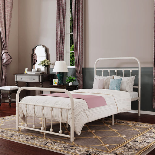Twin XL Metal Bed Frame, Victorian Style