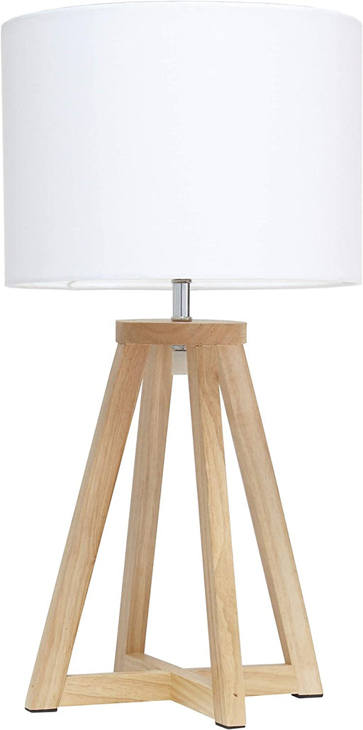 Natural/White Interlocked Triangular Wood Table Lamp