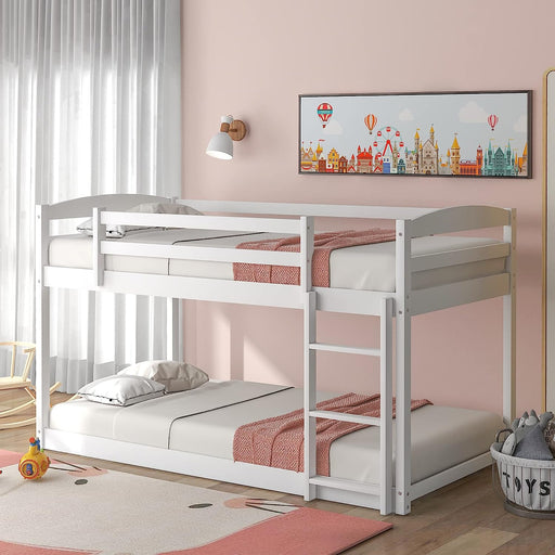 Twin over Twin Bunk Bed with Ladder, White