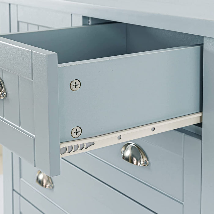 Modern 4 Drawer Wood Chest with Silver Handles