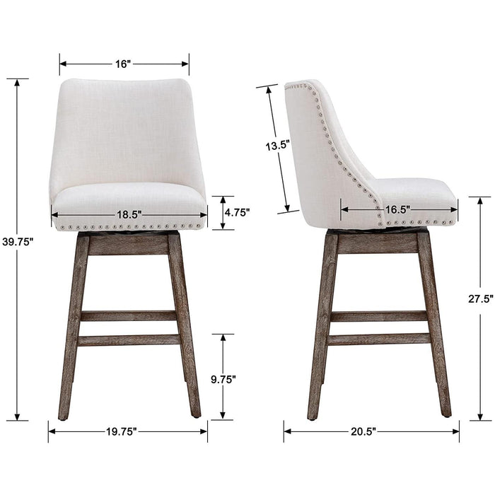 Upholstered Stool Chairs with Back and Wood Legs, Set of 4