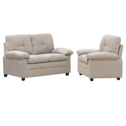 2 Piece Living Room Sofa Set with Loveseat and Armchair in Beige