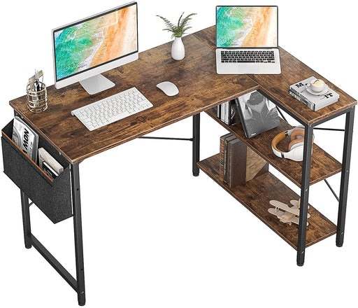 Small L-Shaped Desk with Reversible Storage Shelves