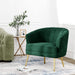 Green Velvet Accent Chair with Golden Legs