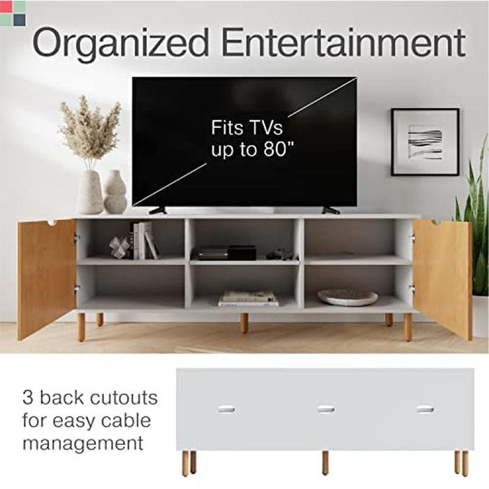 Fluted TV Stand with Storage - 70″ Console