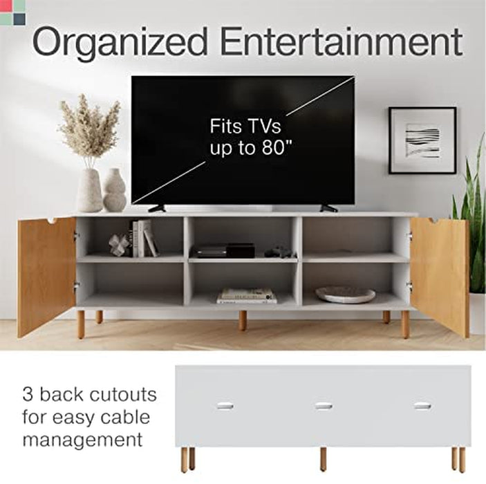 Fluted TV Stand with Storage - 70″ Console