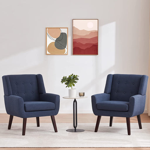 Set of 2 Comfy Accent Chairs, Dark Blue