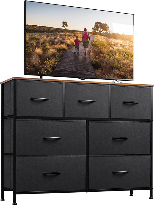 Dresser TV Stand with Fabric Drawers, Black