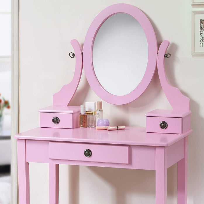 Pink Wood Makeup Vanity Set