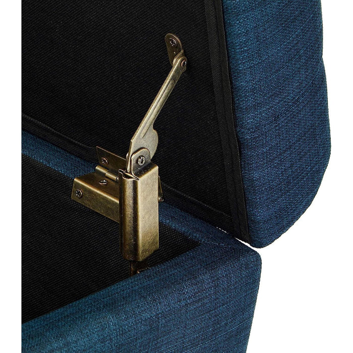 Blue Linen Ottoman with Storage by FHW