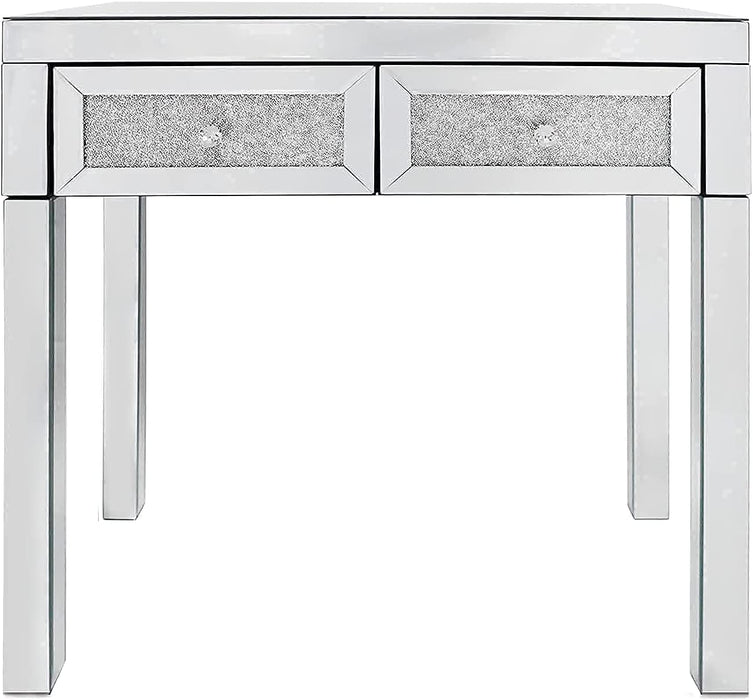 Mirrored Vanity Desk with Crystal Diamond Accents