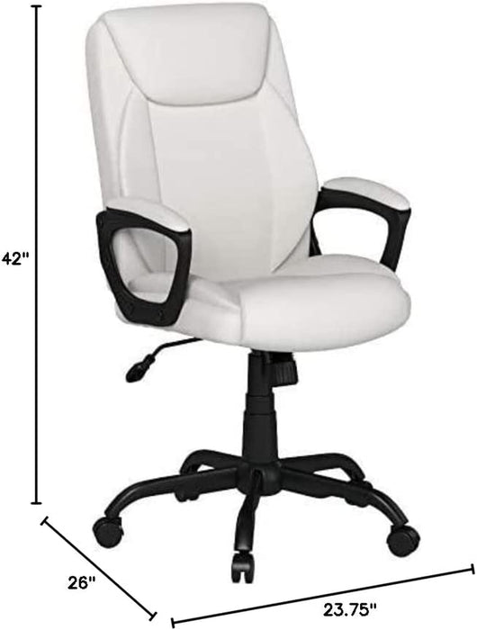 Padded Mid-Back Office Chair with Armrest - Cream