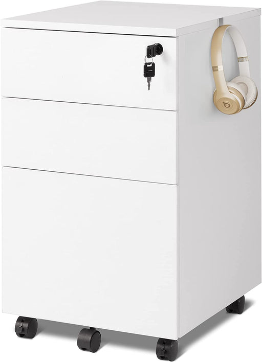 White Rolling File Cabinet for Home Office