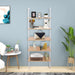 5-Tier Oak Ladder Shelf with Metal Frame