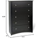 Sonoma 5-Drawer Black Chest for Bedroom