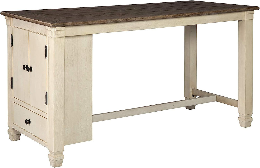 Farmhouse Counter Height Table with Storage Cabinet