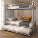 Twin over Twin Metal Bunk Bed W/ Trundle, Silver