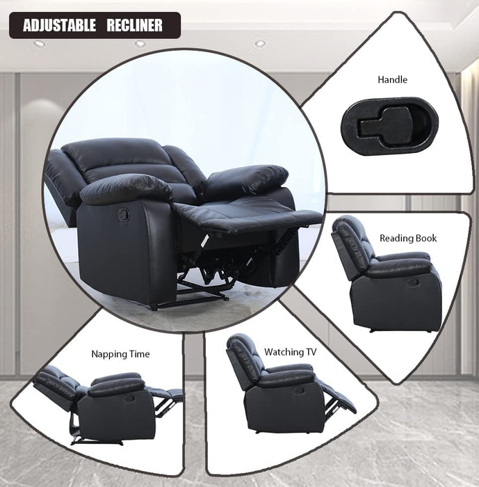 Black Recliner Chair with Overstuffed Arm and Back