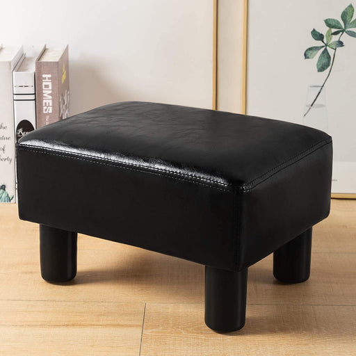 Black Faux Leather Foot Stool for Living