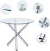 White Glass Dining Table and Faux Leather Chairs Set