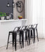 Low Back Matte Black Metal Counter Stools Set of 4