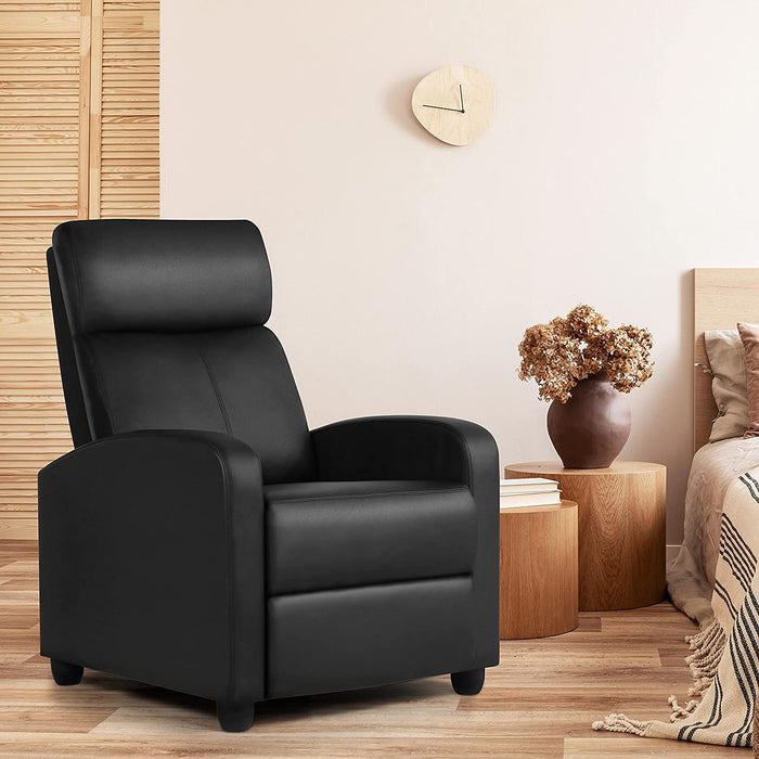 PU Leather Recliner Sofa with Lumbar Support