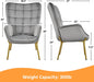 Golden Leg Tufted Accent Chair in Gray