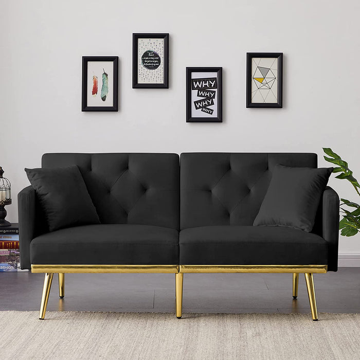 Compact Black Sofa Bed with Adjustable Angles