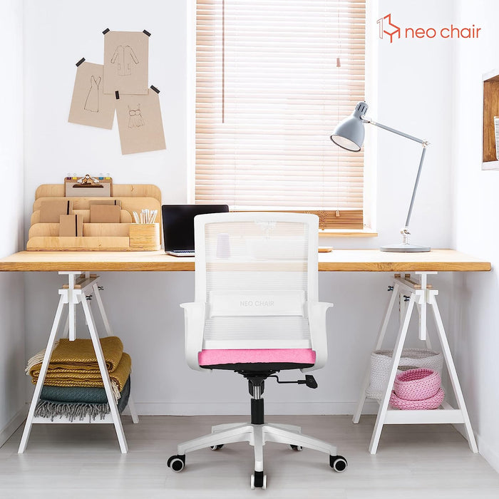 Ergonomic Pink Swivel Chair for Home Office