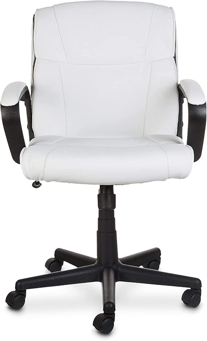 White Office Chair with Armrests and Adjustable Features