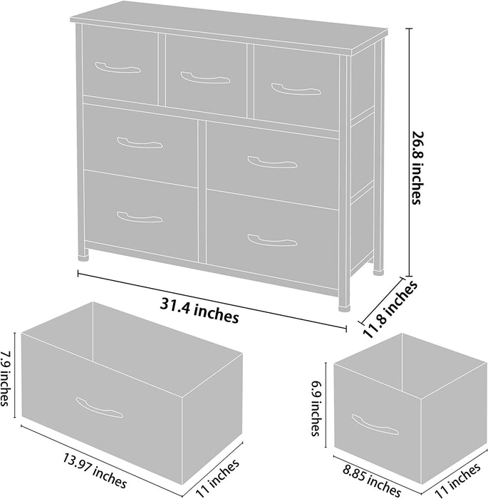 Beige 7-Drawer Closet Shelves Storage Organizer