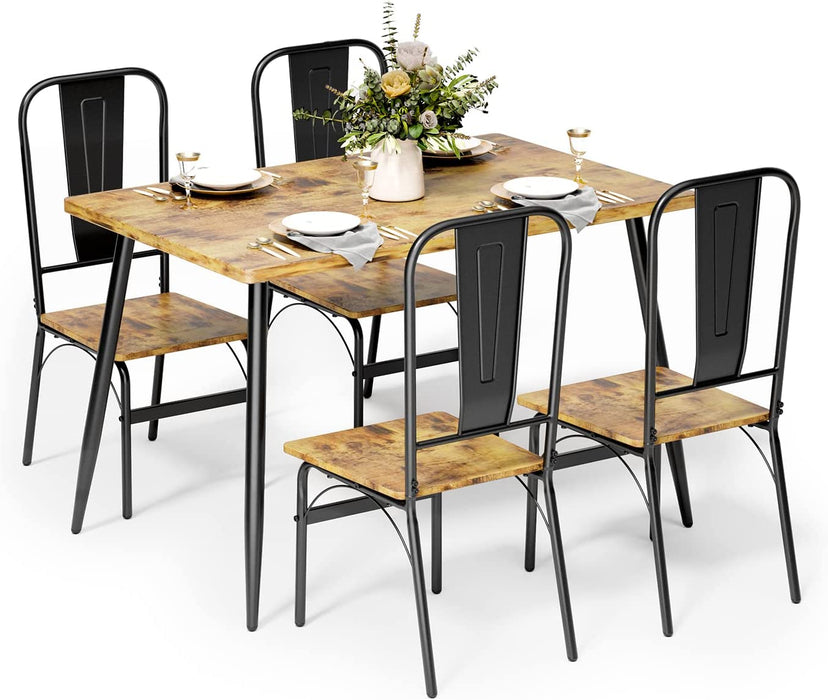 5-Piece Retro Kitchen Table and Chairs Set for 4