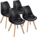 Set of 4 Black DSW Accent Shell Chairs, Beech Wood Legs, Mid Century Modern Eiffel Inspired