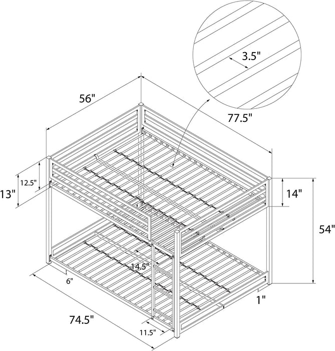 Blue Full/Full Miles Metal Bunk Bed