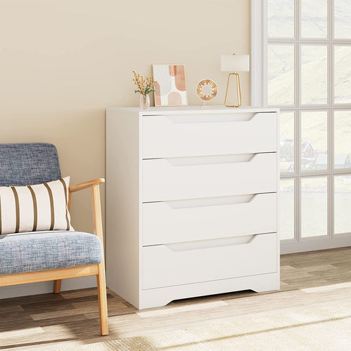 White Modern Chest of Drawers with 4 Storage Drawers