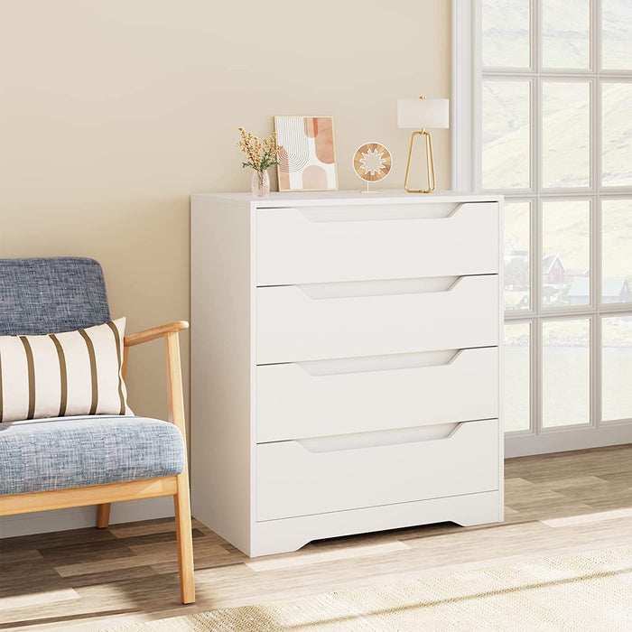 White Modern Chest of Drawers with 4 Storage Drawers